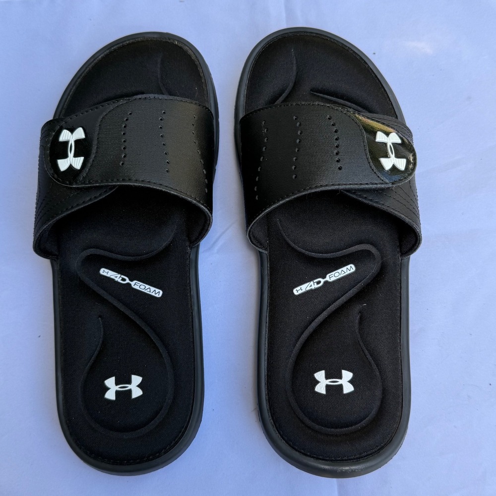 Under Armour Ignite VI Slides Black Cushioned Sandals Womens 8 Soccer Hockey